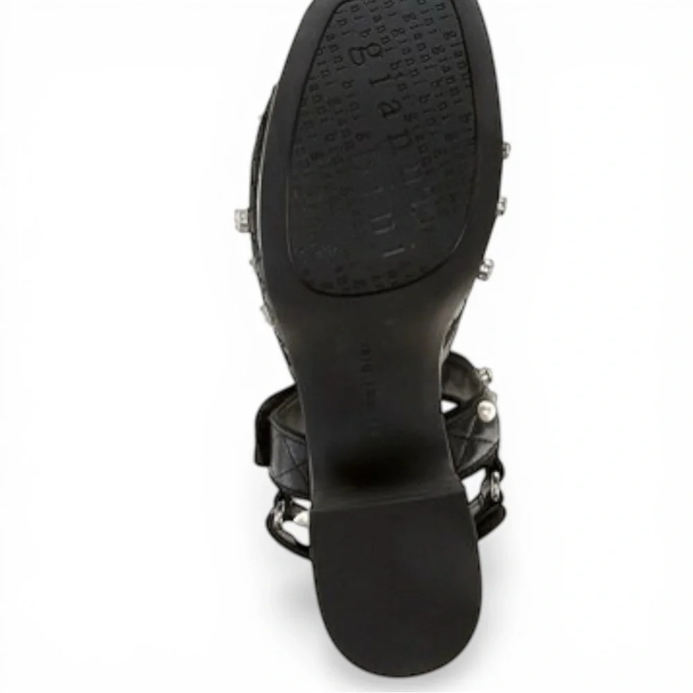 Gianni Bini Zoeyy Platform Sandals 7.5 Black Pearl Rhinestone Quilted Toe W